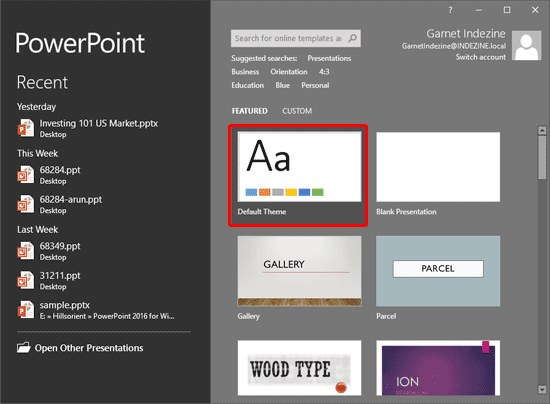 set powerpoint for widescreen in mac